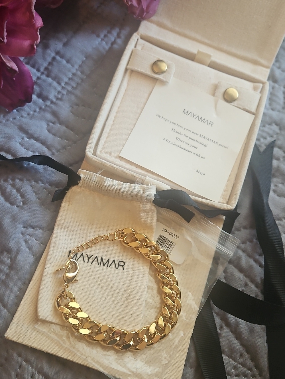 GIFT with $100 Purchse Invictia Mayamar Gold Tone Chunky Curb Chain Bracelet NEW